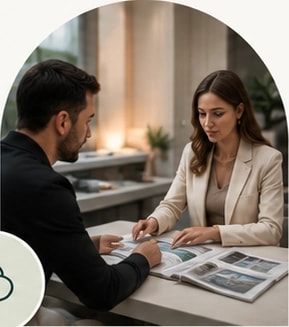 A customer discussing outdoor living plans with an adviser