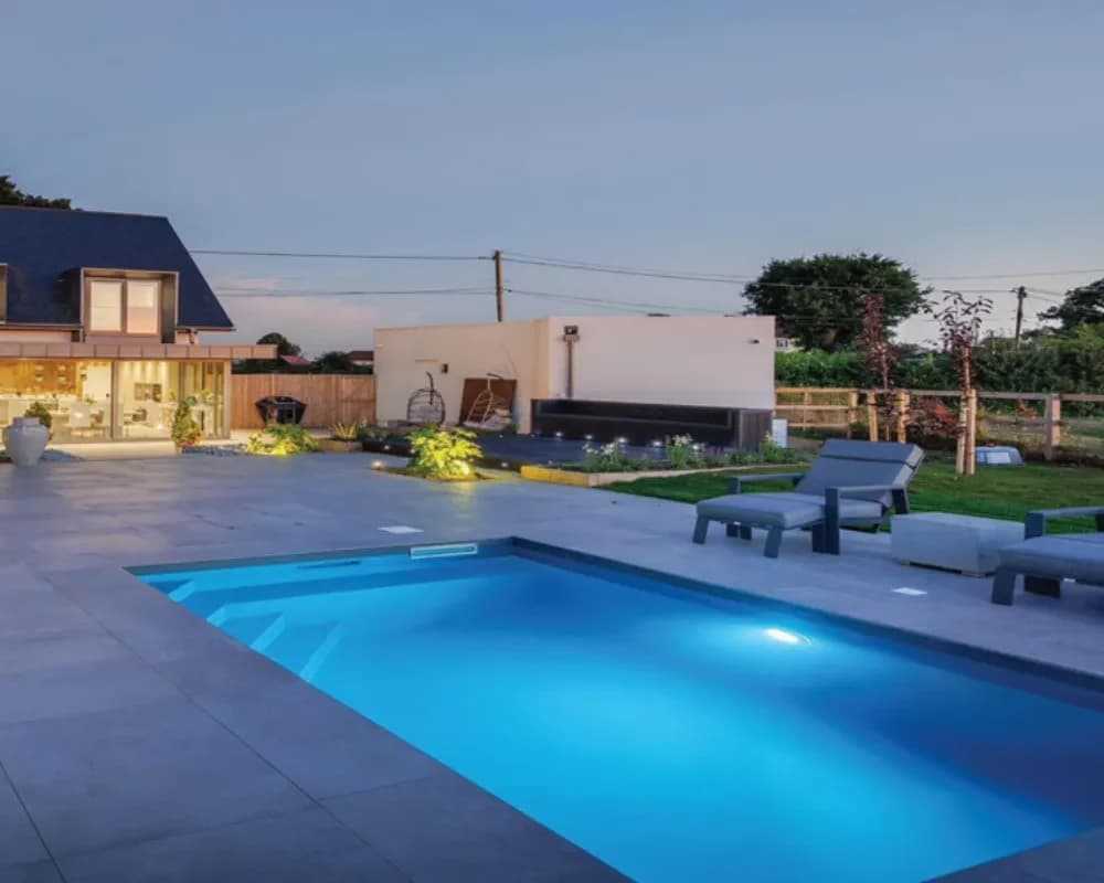 Illuminated outdoor pool