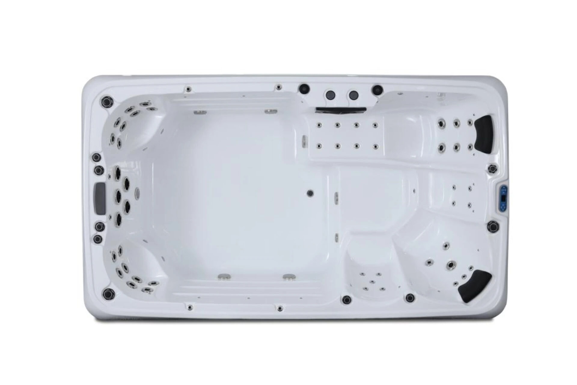 Overhead view of Hydro Oden 2 showing its pool area, lounger and spa seats